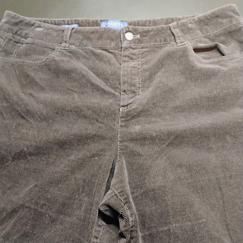 Talbots Heritage Dark Brown Corduroy Pants Womens Size 16 Straight Leg Classic E